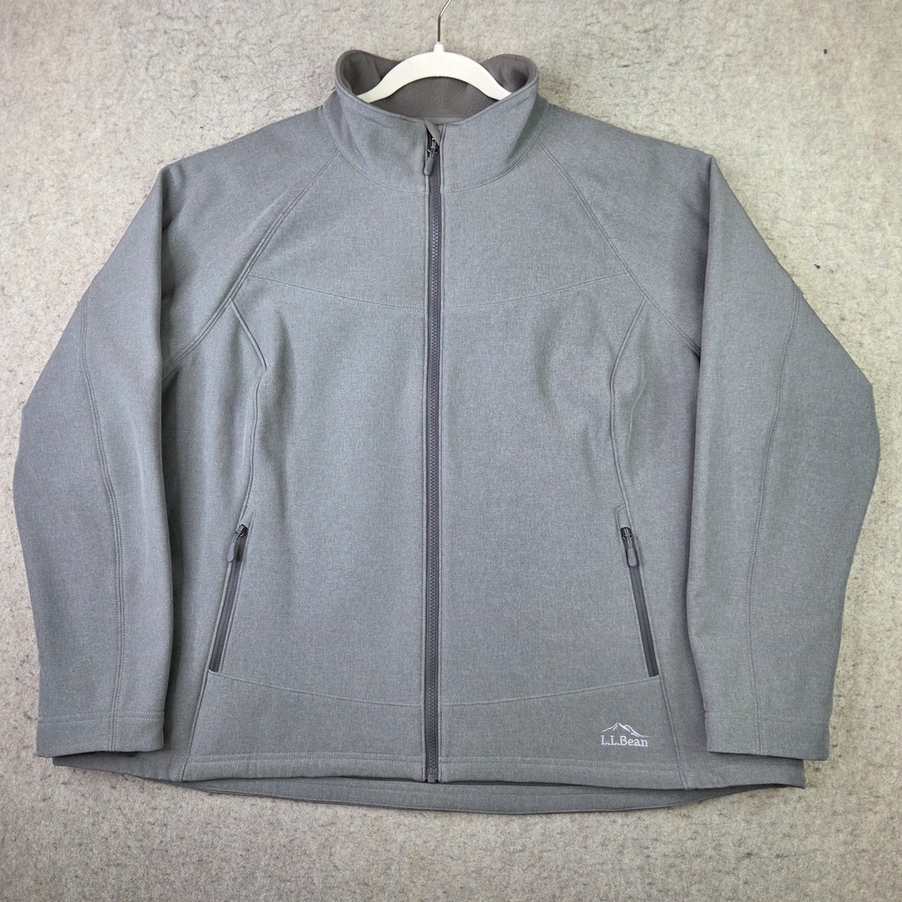 LL Bean Soft Shell Jacket Womens 3X Gray Full Zip Performance Mock Neck 299772